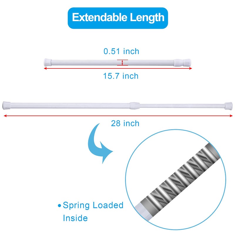 SIQUK 6 Pack Cupboard Bars Adjustable Spring Tension Rods White Refrigerator Bar Extendable Rod for DIY Projects, 15.7 to 28 Inches - Image 3
