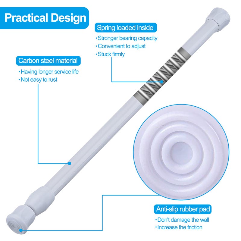 SIQUK 6 Pack Cupboard Bars Adjustable Spring Tension Rods White Refrigerator Bar Extendable Rod for DIY Projects, 15.7 to 28 Inches - Image 2