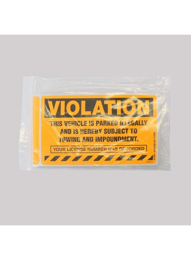 SmartSign (Pack Of 50) 5 X 8 Inch “Violation Vehicle Illegally Parked Subject To Towing/Impoundment” Parking Violation Stickers With Permanent Adhesive 4.5 Mil Paper Fluorescent Orange And Black - Image 4