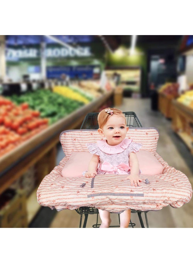 DODO NICI Shopping Cart Cover for Baby/Toddler 2-in-1 High Chair Cover, Easy Attach & Remove, with Cellphone Holder, Pink Strip Star - Image 2