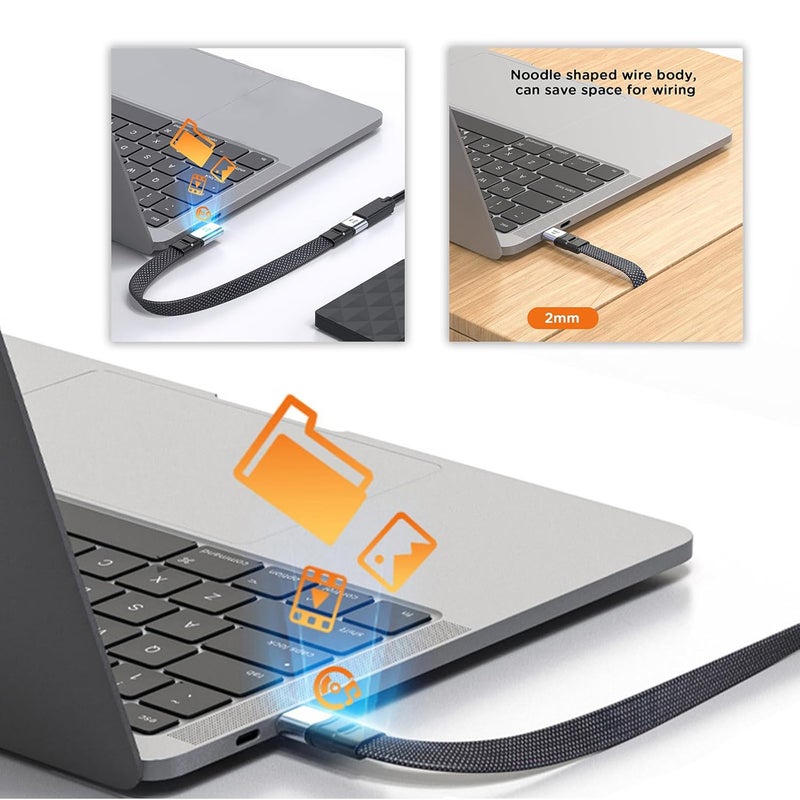 PD240W USB C to Type Fast Charging Cable 90 Degree Angled Charging Cord Wire 8K @ 60HZ 40Gbps Transmission Right Angled to - Image 2