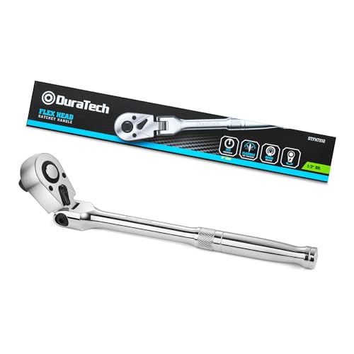 DURATECH دوراتك 1/2" درايف رافعة مرنة الرأس، مفتاح رافعة 72 سن، إطلاق سريع، مفتاح عكسي، طلاء كروم مصقول بالكامل، فولاذ سبائكي - Image 1