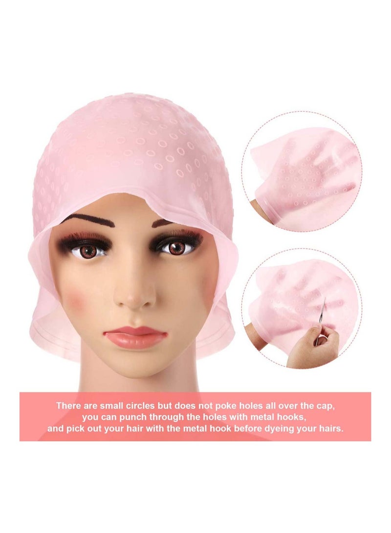 Generic Silicone Highlight Cap Reusable Hair Cap Salon Hair Coloring Dye Cap with Hooks for Women Girls Dyeing Hair - Image 4