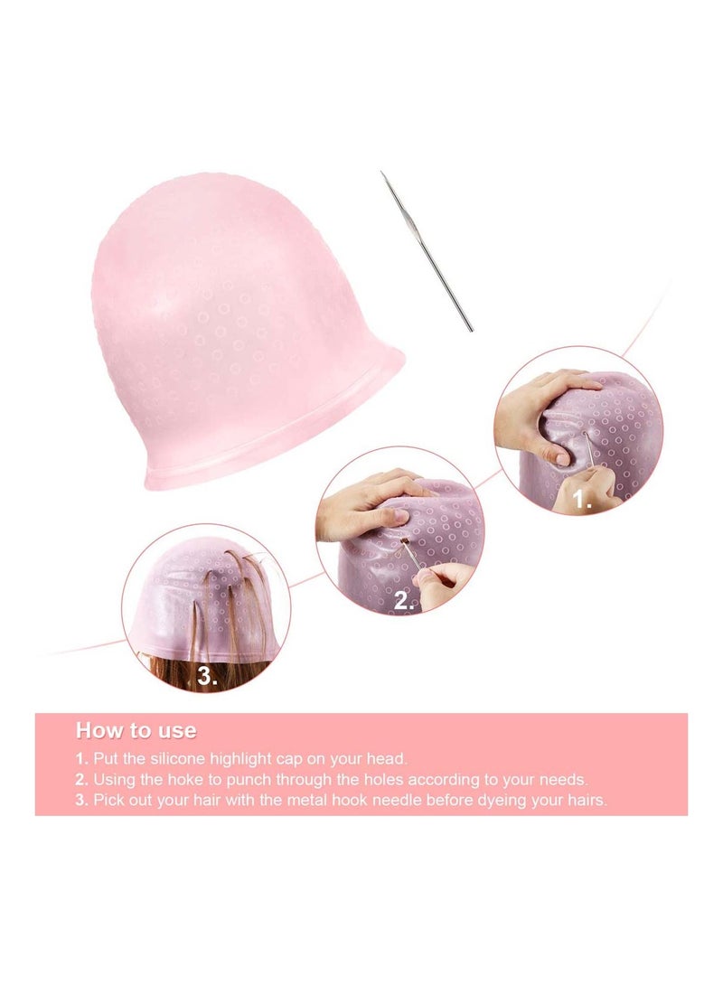 Generic Silicone Highlight Cap Reusable Hair Cap Salon Hair Coloring Dye Cap with Hooks for Women Girls Dyeing Hair - Image 3