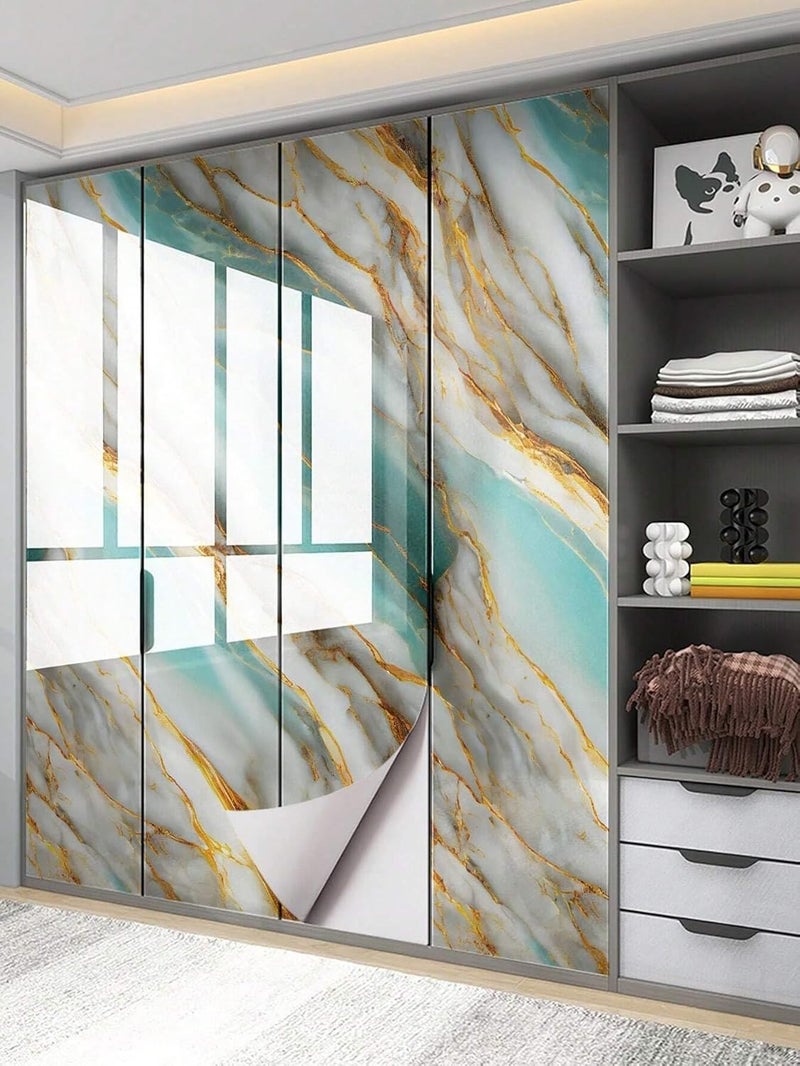 REZOVA Premium Waterproof DIY Wallpaper & Wall Stickers for Home & Kitchen Countertop Furniture | Oil Proof Kitchen Stickers | Size(60 x 200cm) (Sky Gold) - Image 2