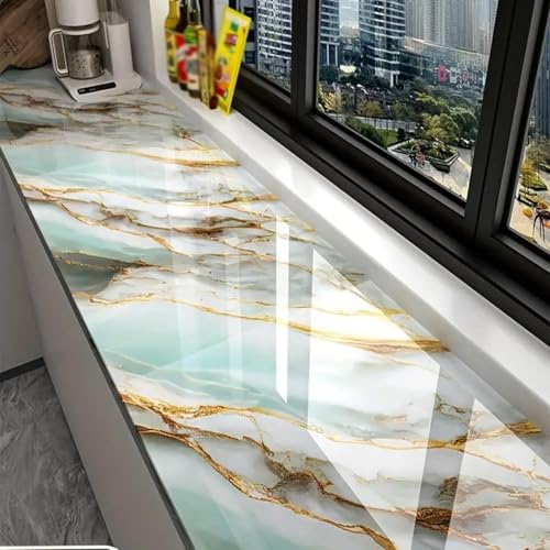 REZOVA Premium Waterproof DIY Wallpaper & Wall Stickers for Home & Kitchen Countertop Furniture | Oil Proof Kitchen Stickers | Size(60 x 200cm) (Sky Gold) - Image 4