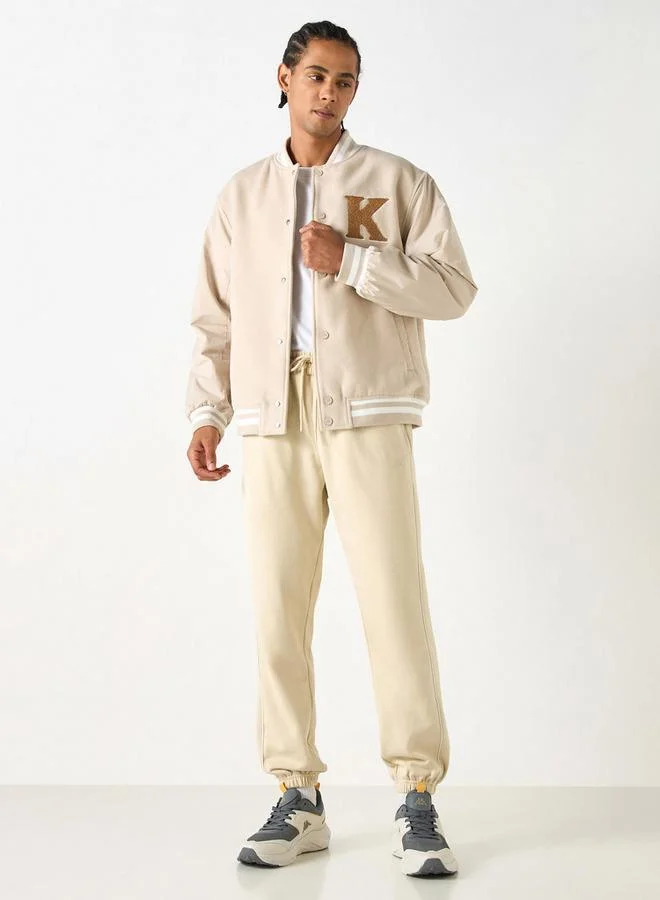 Kappa Kappa Logo Embossed Varsity Jacket with Button Closure