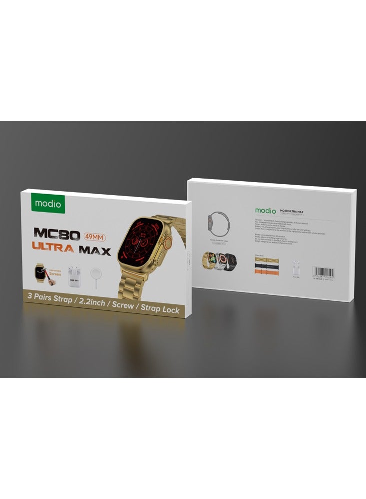 modio mc80 ultra max 49mm IPS hd super display android and ios unbreakable smart watch and gift for earpod men's and boy's - Image 2