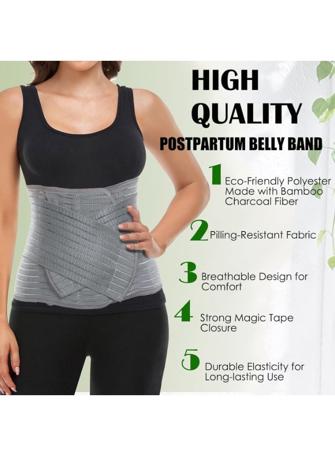 Postpartum Belly Wrap, Postpartum Belly Band, Abdominal Binder, Abdomen Hernia Support Belt, Waist/Pelvis Belt (Polyester Bamboo Charcoal Fiber, S/M) - Image 2