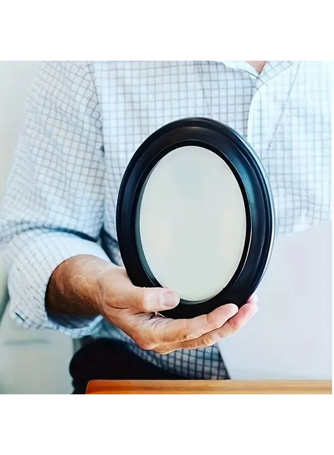 إطار صور بيضاوي أسود مقاس 4×6 بوصة مع قلب مرآة للتعليق على الحائط أو وضعه على المكتب لديكور المنزل والمكتب - Image 1