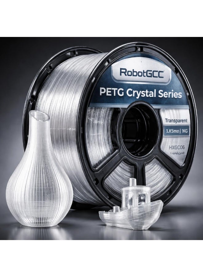 RobotGCC PETG Transparent 3D Printer Filament 1.75mm 1KG, Light-Transmitting Durable Material for Light Covers and Fluid-Flow Models - Image 2