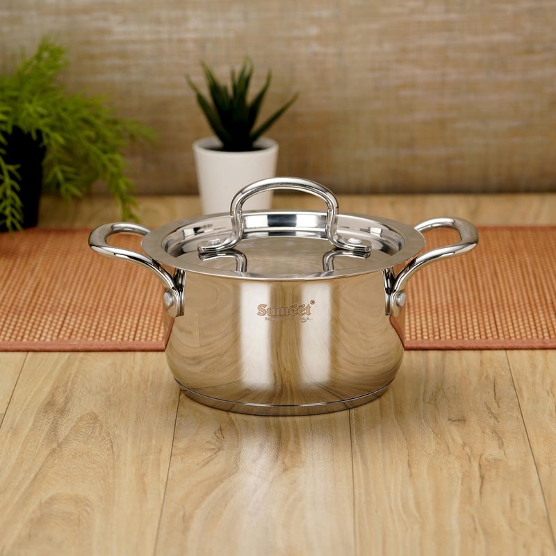 Sumeet Stainless Steel Induction Bottom(Encapsulated Bottom)Casserole With S.S Lid 1.3 Liters,14 Cm Dia,Silver - Image 1