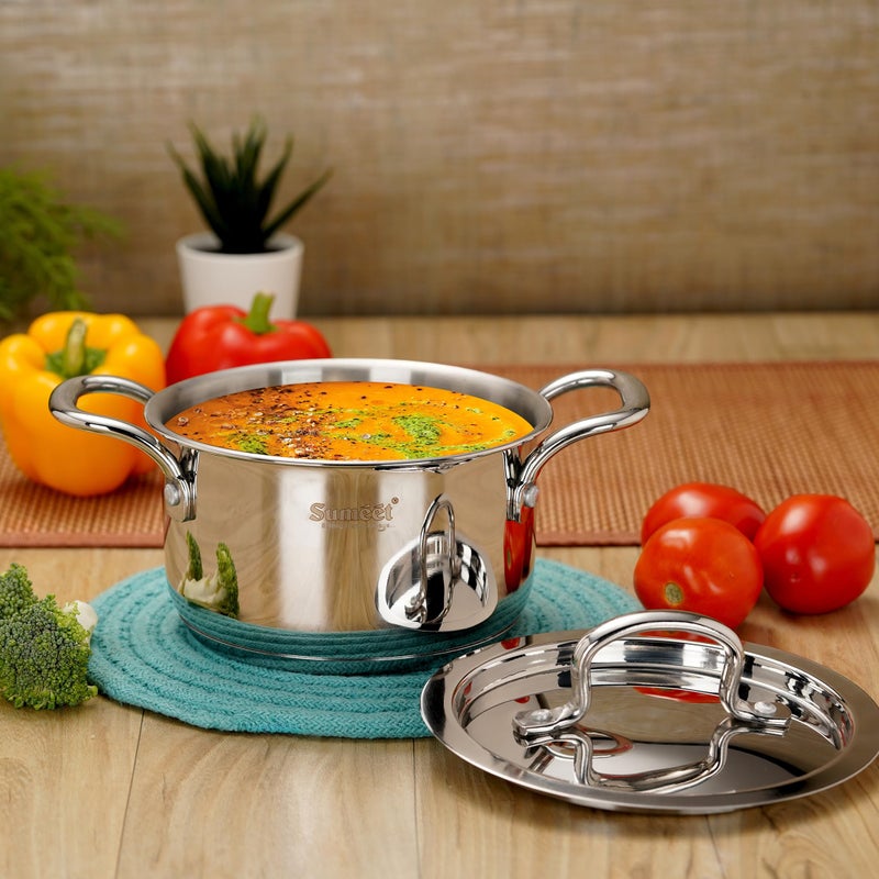 Sumeet Stainless Steel Induction Bottom(Encapsulated Bottom)Casserole With S.S Lid 1.3 Liters,14 Cm Dia,Silver - Image 3