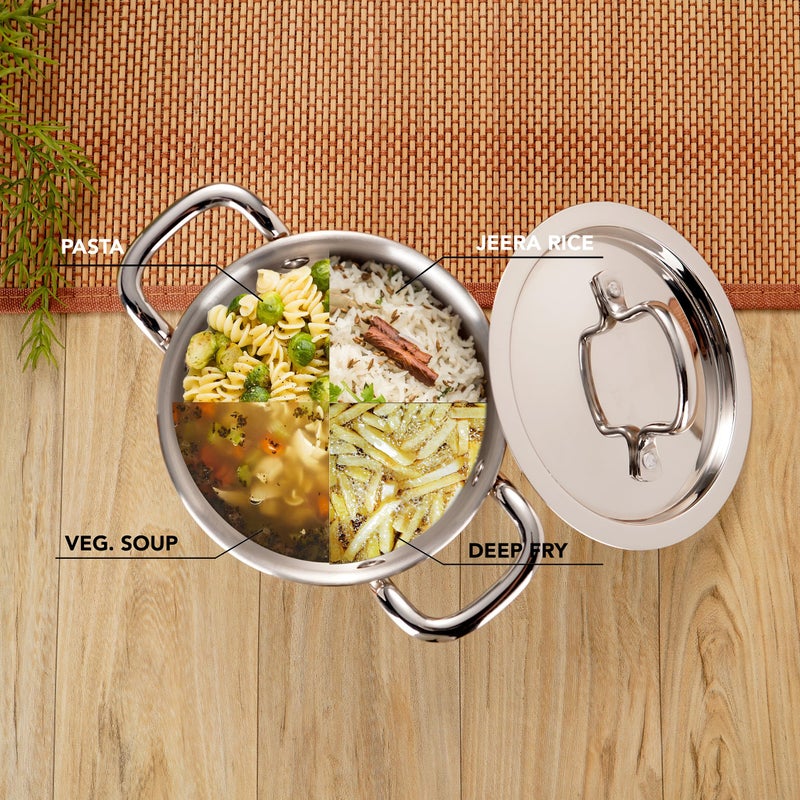 Sumeet Stainless Steel Induction Bottom(Encapsulated Bottom)Casserole With S.S Lid 1.3 Liters,14 Cm Dia,Silver - Image 2