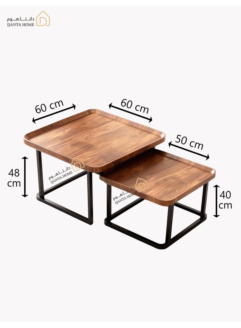 DANTA HOME Nesting Coffee Table Set (2 Pieces), Modern Space Saving Design, High Wood Frame Top, Sturdy Metal Frame, Perfect for Living Room and Dining Room (Brown) - Image 4