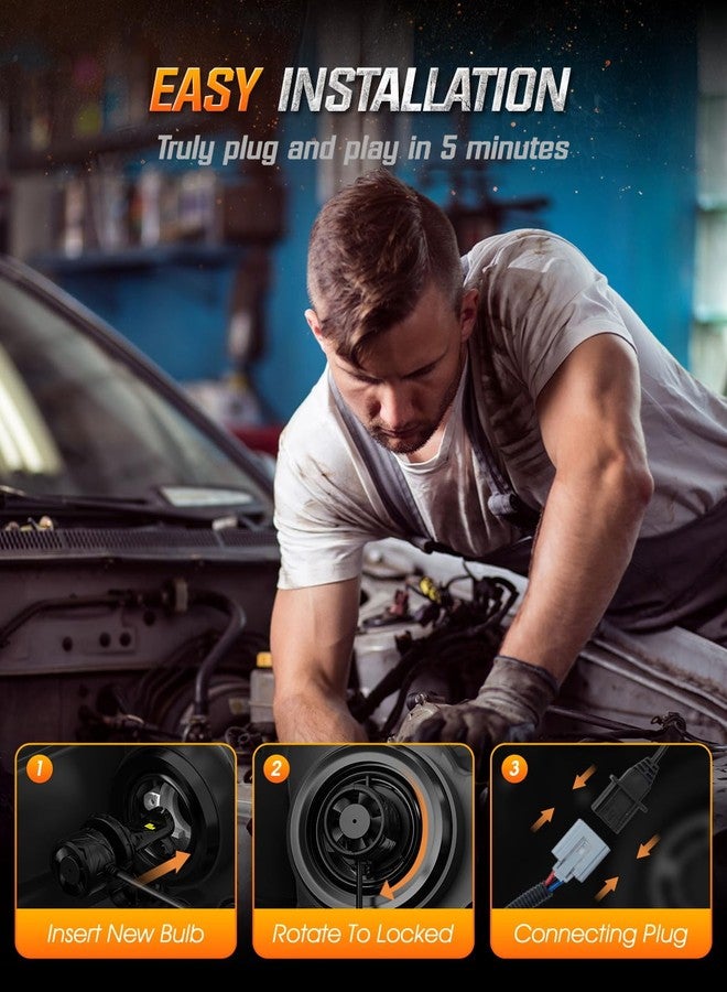 نايت آي مصابيح ضباب نايت آي H4 - 25000 لومن، 6500 كلفن أبيض بارد، 120 واط فائقة السطوع، سهلة التركيب والتشغيل، مزودة بمروحة تبريد، عبوة من قطعتين - Image 4