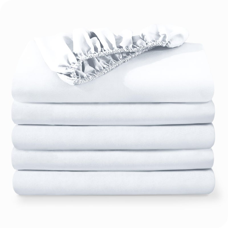 Bare Home Bare Home 5Pack Fitted Bottom Sheets Twin  Premium 1800 UltraSoft Wrinkle Resistant Microfiber  Deep Pocket Twin White 