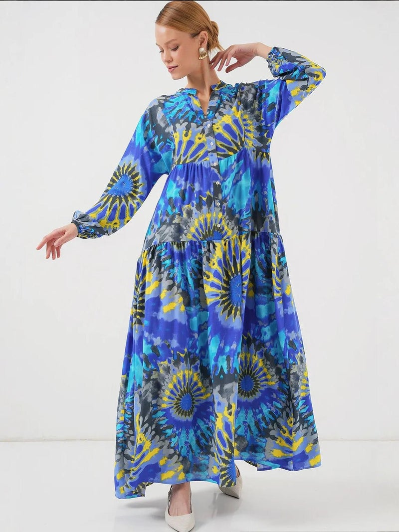 BIG DART BDART Printed V-Neck Maxi Dress with Button Closure - Image 2