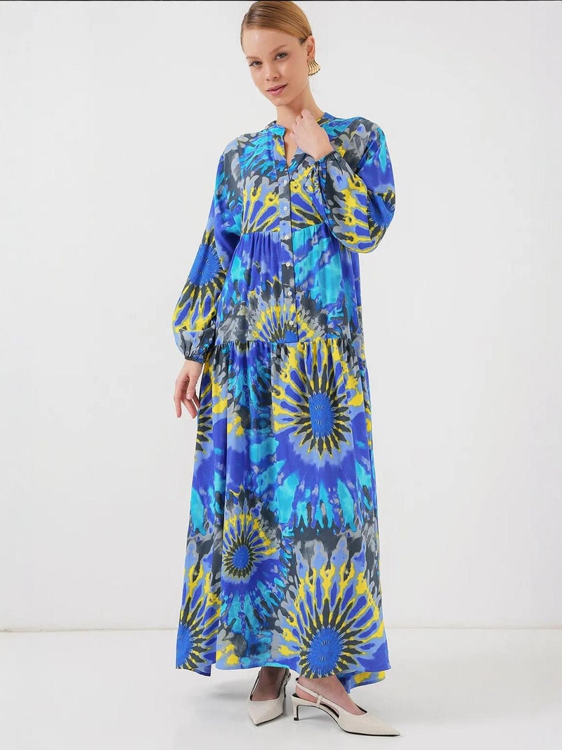 BIG DART BDART Printed V-Neck Maxi Dress with Button Closure - Image 4