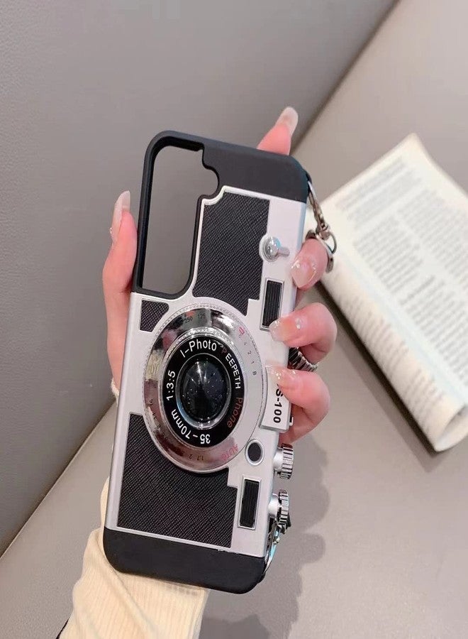 QoKcoahn جراب كاميرا QoKcoahn متوافق مع سامسونج جالاكسي S25 ألترا، بتصميم كاميرا كرتونية ثلاثية الأبعاد لطيفة مع حبل طويل، مصنوع من السيليكون والبولي كربونات، مقاوم للصدمات، أسود اللون. - Image 2