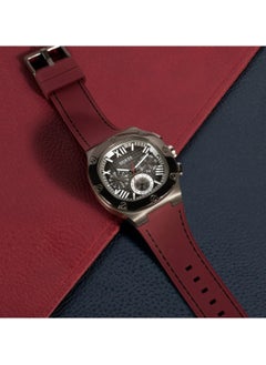 GUESS ساعة متعددة الوظائف للرجال من غيس باللون البورغندي والفولاذ المقاوم للصدأ - GW0571G4  - Image 4