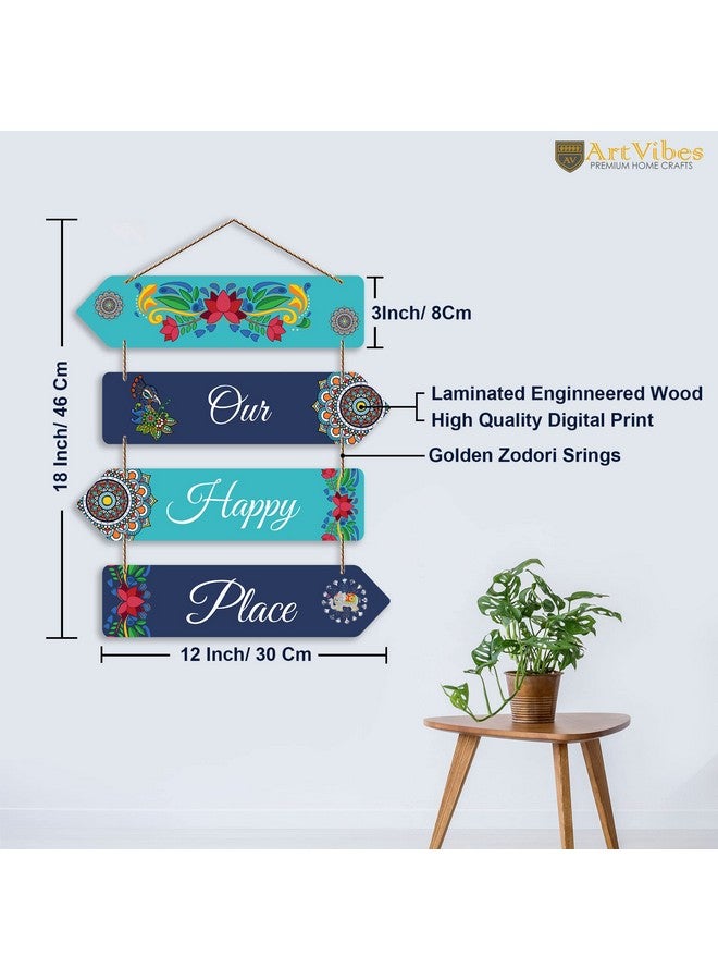 Artvibes Wood Our Happy Place Decorative Wall Art Mdf Wall Hanger For Living Room |Artworks Wall Hangings (Wh_4413N) - Image 5
