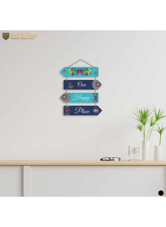 Artvibes Wood Our Happy Place Decorative Wall Art Mdf Wall Hanger For Living Room |Artworks Wall Hangings (Wh_4413N) - Image 4