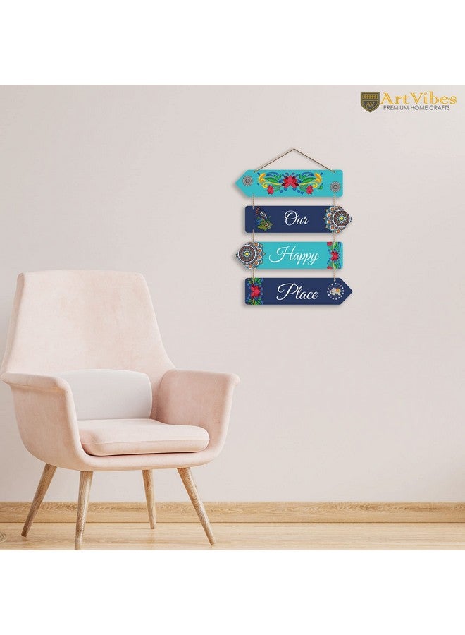 Artvibes Wood Our Happy Place Decorative Wall Art Mdf Wall Hanger For Living Room |Artworks Wall Hangings (Wh_4413N) - Image 2
