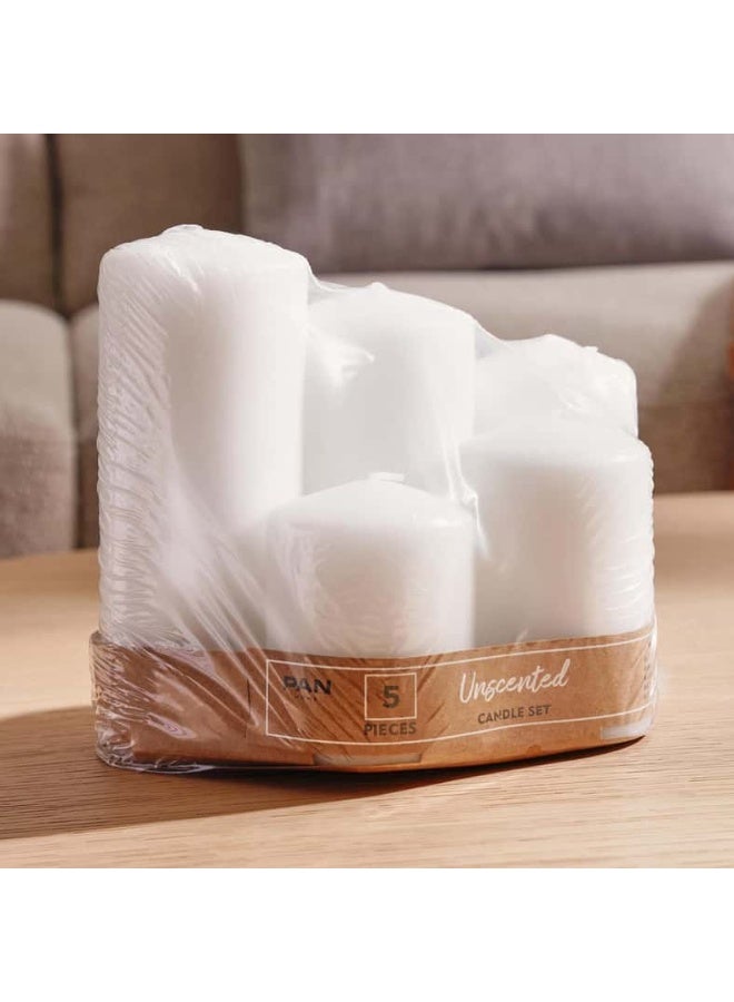 Unscented White 5 -Piece Candle Set White 6x8x6cm - Image 3