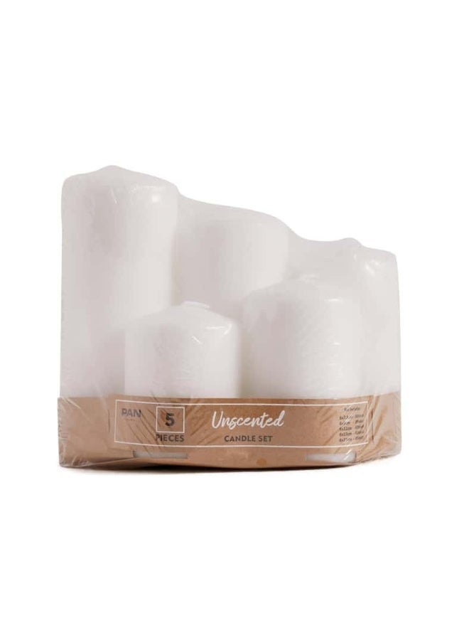 Unscented White 5 -Piece Candle Set White 6x8x6cm - Image 4