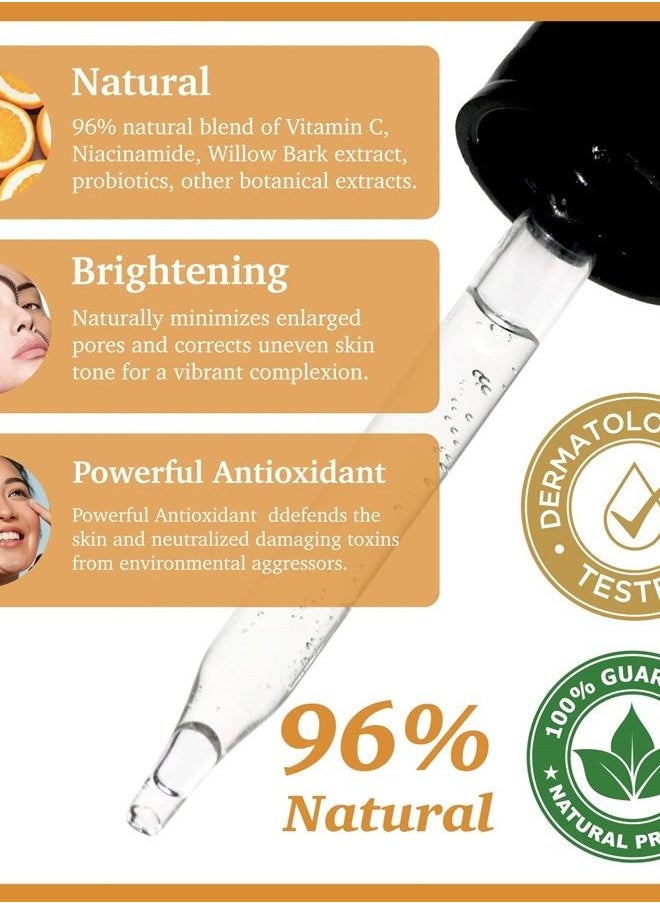 purifect by symphony beauty - 90% NATURAL VITAMIN C Vegan Facial Serum for Skin Brightening Firming Anti Aging, Reduce Wrinkles Dark Spots with Niacinamide Vitamin E 30ml 1fl oz Non-Greasy and Fast Absorbing Formurla PURIFECT MADE - Image 1