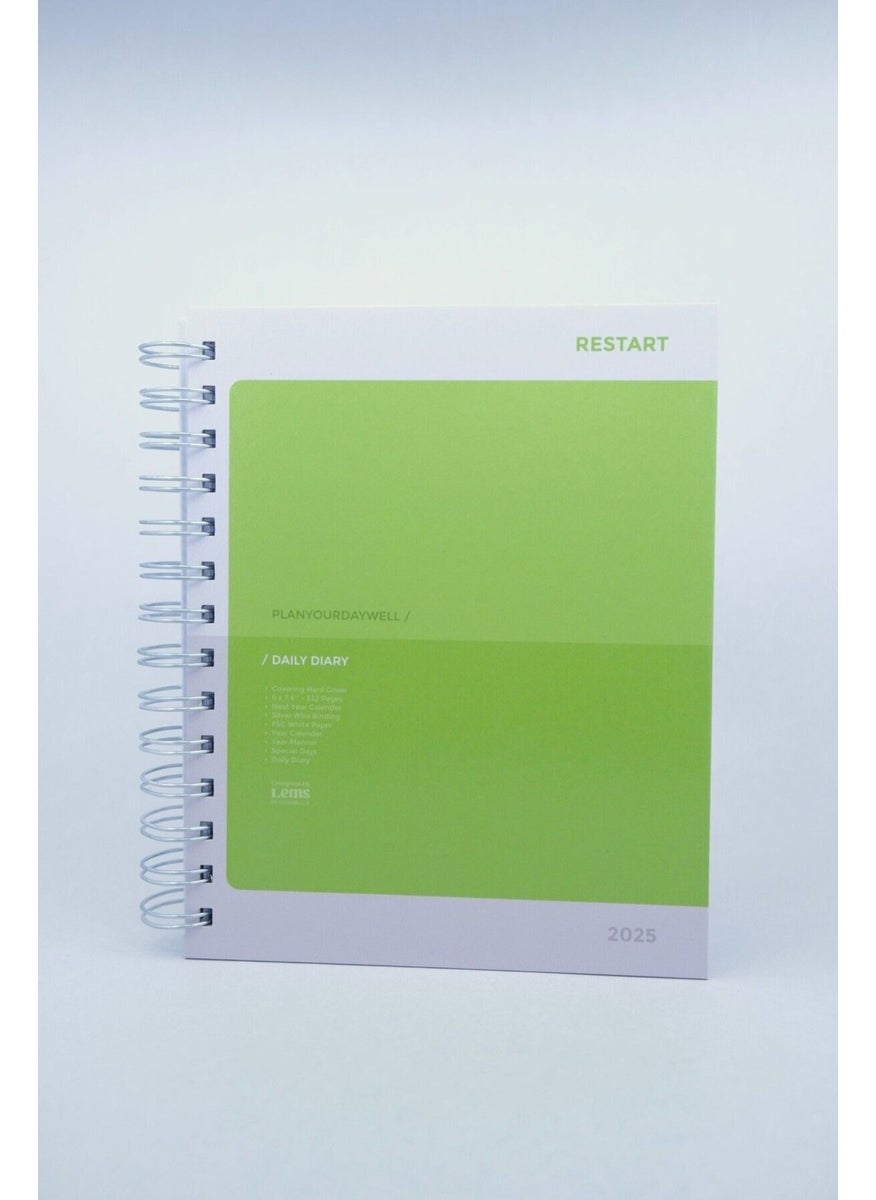 Tekno Trust - Restart 2025 Green Green Hard Cover Spiral Daily Date Diary - Image 1