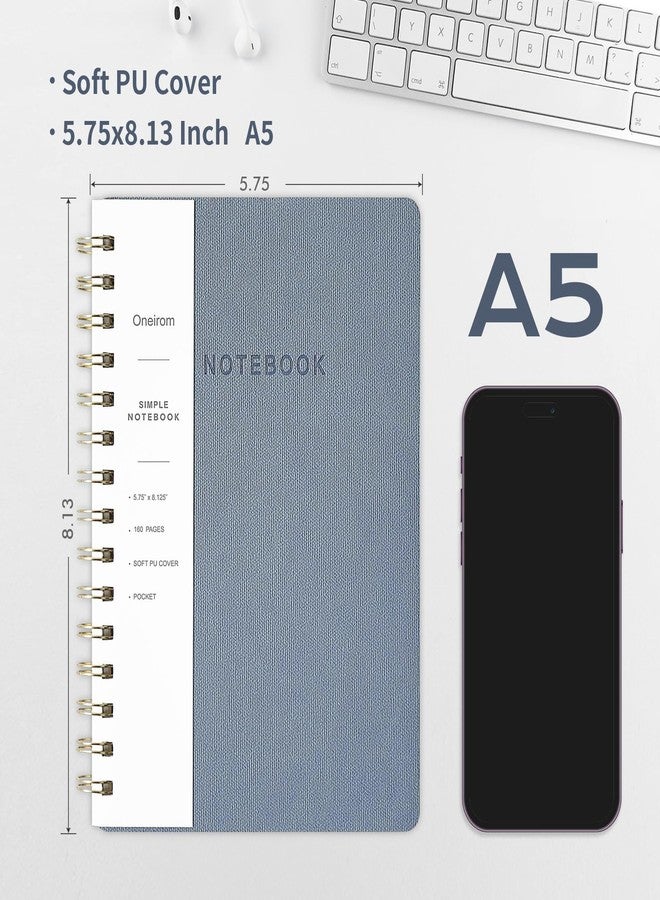 Oneirom Spiral Notebook-6.10" x 8.19" College Ruled Journal with Inner Pockets and 160 Pages,PU Leather Cover Business Journal, Twin-Wire Binding Notebook Perfect for Office & Home School Supplies - Image 2