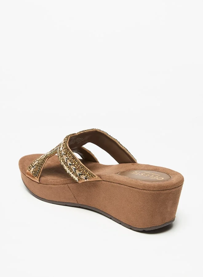 Celeste Women's Embellished Slip-On Wedge Heels