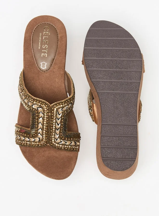 Celeste Women's Embellished Slip-On Wedge Heels