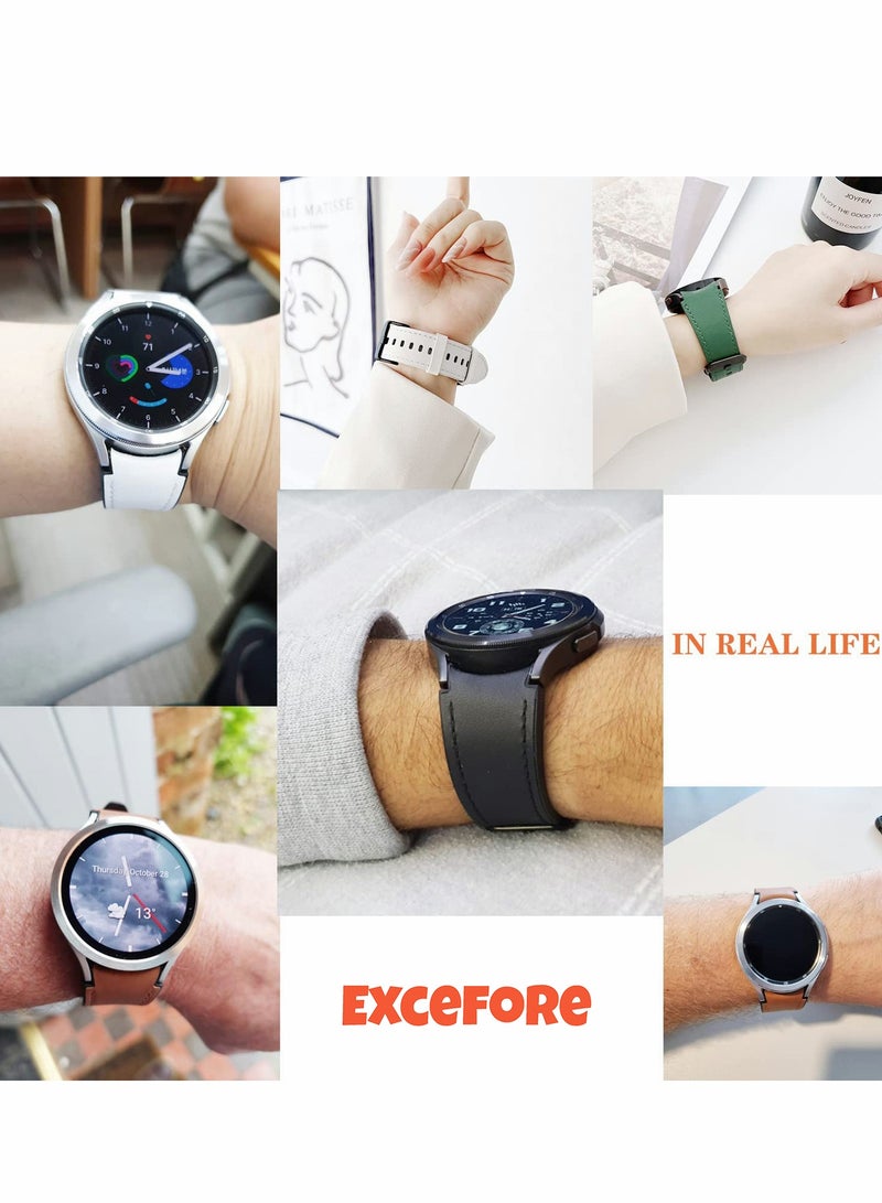 Excefore Leather Watch Band for Galaxy Watch 4/4 Classic 42mm/46mm, 2 Pcs 20mm Quick Release Watch Strap  - Image 5