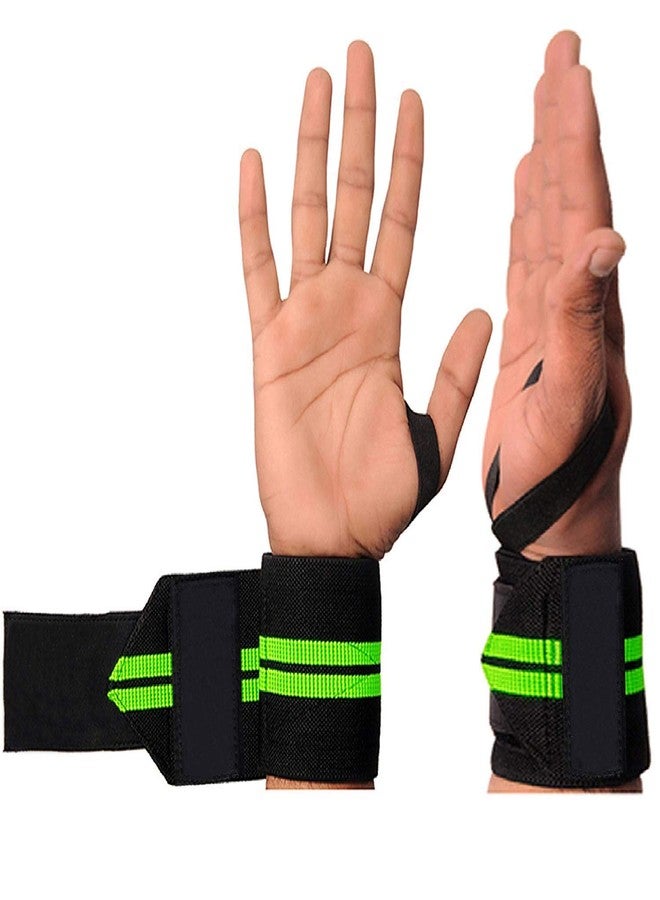 GymWar Wrist Support Band With Thumb Loop Strap For Men And Women (Green) - Image 2