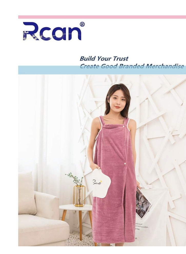 Rcan Off Shoulder Wearable Bath Towel Wrap Women Oversized Water Absorbent Bathroom Towel Bathing Shower Cover Up Tube Dress Beach Spa Gym Bathrobes Slip Dress 135 x 100 CM - Image 1