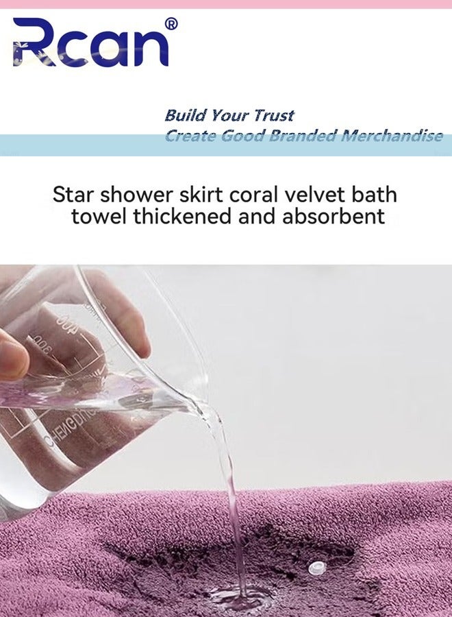 Rcan Off Shoulder Wearable Bath Towel Wrap Women Oversized Water Absorbent Bathroom Towel Bathing Shower Cover Up Tube Dress Beach Spa Gym Bathrobes Slip Dress 135 x 100 CM - Image 3