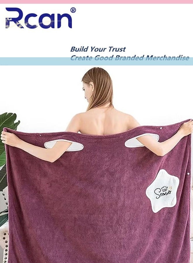Rcan Off Shoulder Wearable Bath Towel Wrap Women Oversized Water Absorbent Bathroom Towel Bathing Shower Cover Up Tube Dress Beach Spa Gym Bathrobes Slip Dress 135 x 100 CM - Image 4