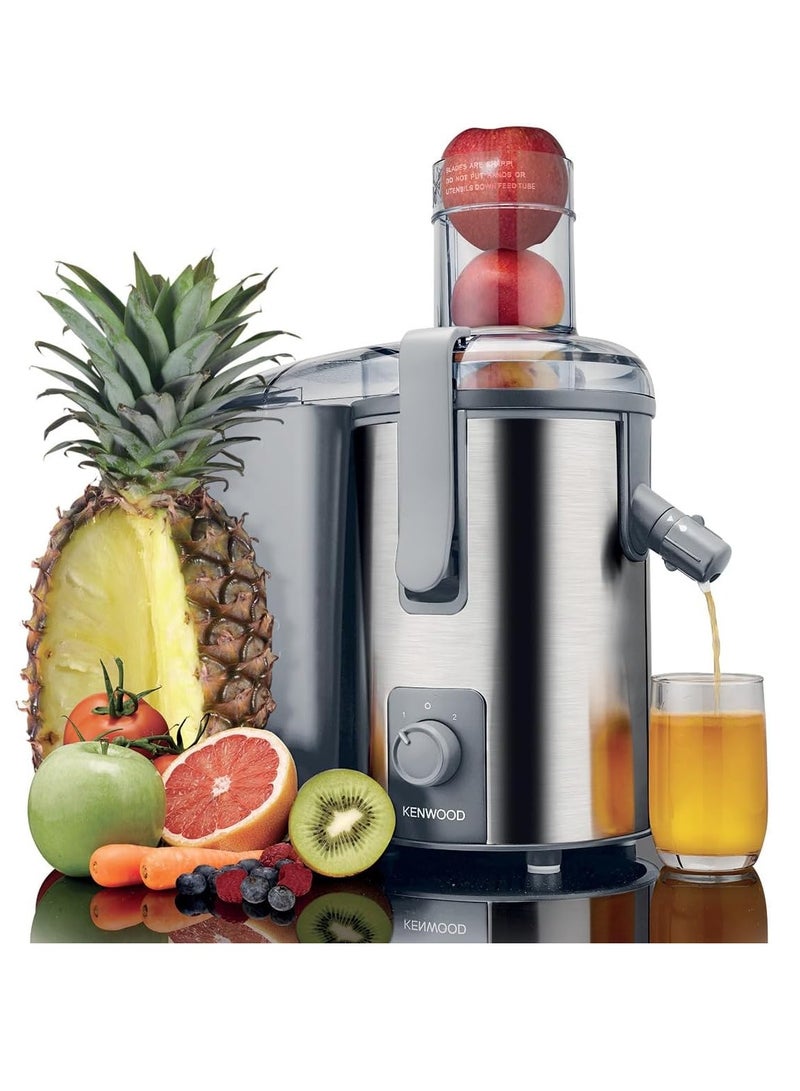 KENWOOD Juicer 700W Stainless Steel Juice Extractor with 75mm Wide Feed Tube, 2 Speed, Transparent Juice Jug, Pulp Container, Anti Drip for Home, Office, Restaurant & Cafeteria 700 W JEM51.000GS Grey/Silver - Image 1