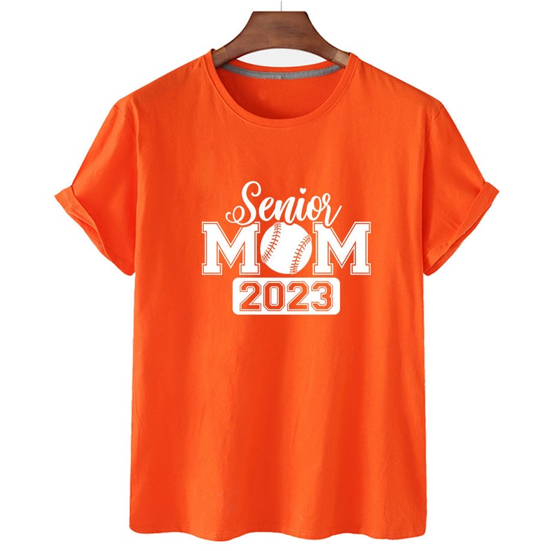 Independent Station Senior Mom 2023 Letter Simple Printing Loose Short-Sleeved T-Shirt Spot Women'S Clothing - Image 1
