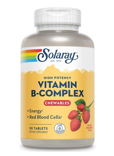 Solaray, High Potency Vitamin B-Complex Chewable, Natural Strawberry, 50 Tablets