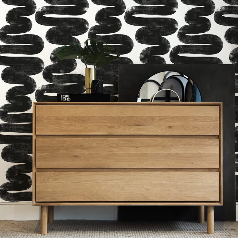 Tempaper x Bobby Berk White & Black Wiggle Room Removable Peel and Stick Wallpaper, 20.5 in X 33 ft, Made in The USA - Image 3