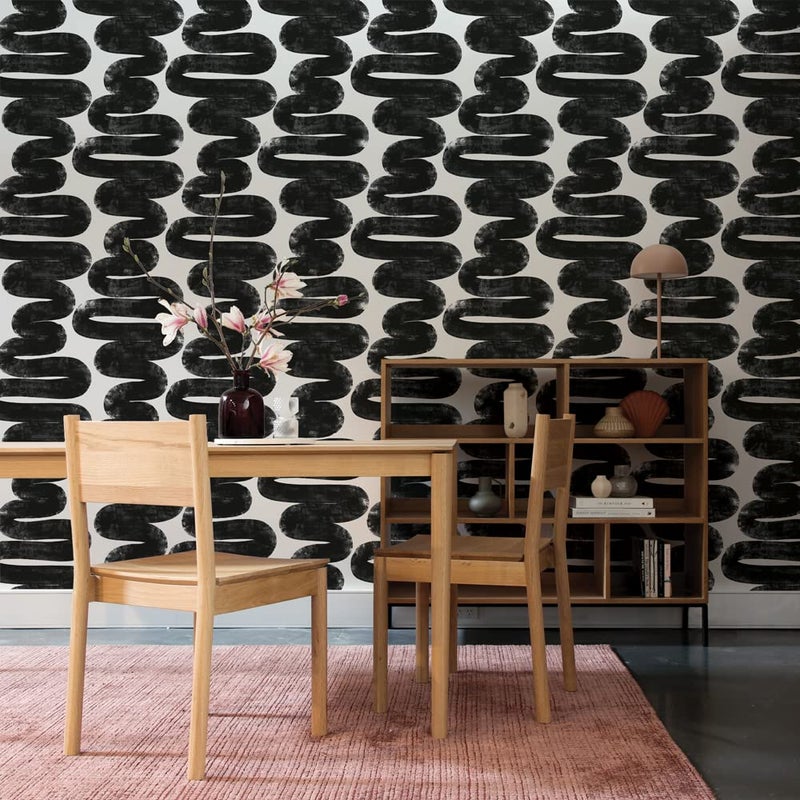 Tempaper x Bobby Berk White & Black Wiggle Room Removable Peel and Stick Wallpaper, 20.5 in X 33 ft, Made in The USA - Image 4