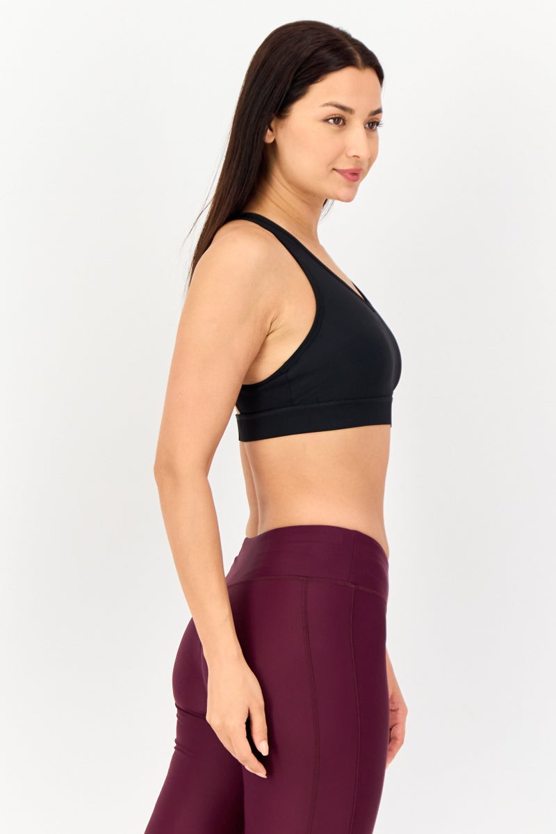 FILA Women Sportswear Fit Brand Logo Padded Training Sports Bra, Black - Image 2