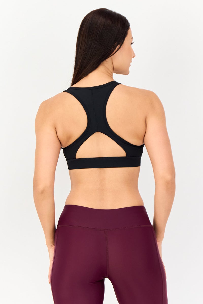 FILA Women Sportswear Fit Brand Logo Padded Training Sports Bra, Black - Image 4