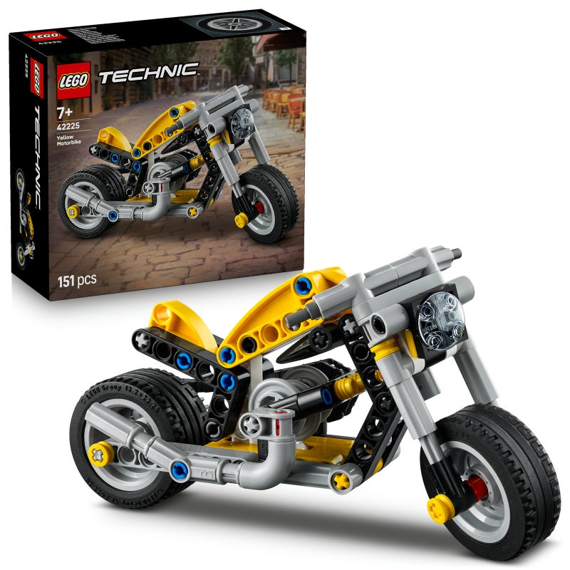 LEGO Technic Yellow Motorcycle 42225 Building Toy Set (151 Pieces)