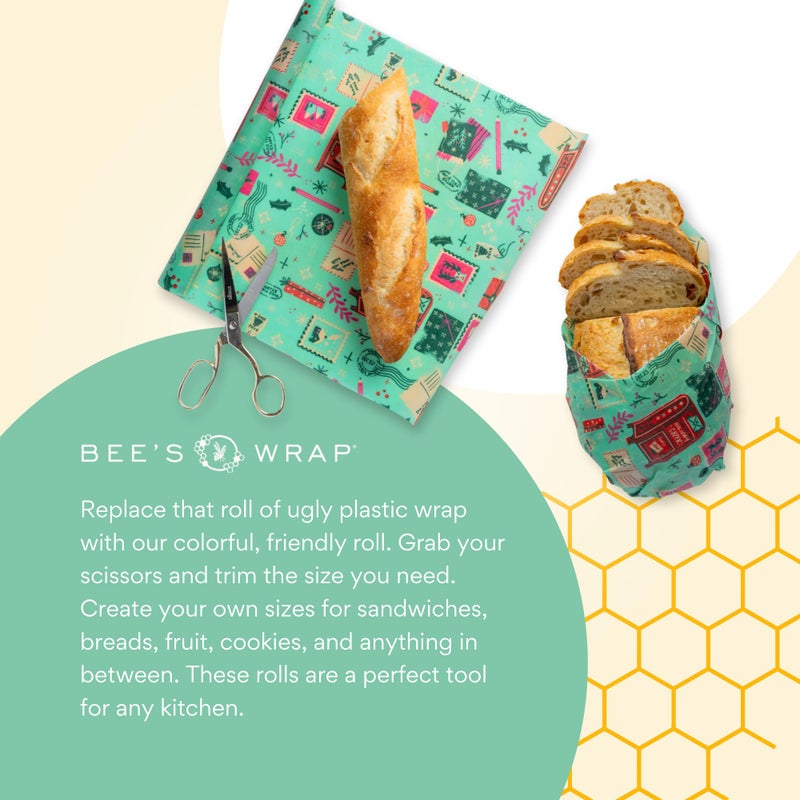 Bee's Wrap Beeswax Wraps for Food - Cut to Size 14x52" Beeswax Wrap Roll - Made in USA Reusable Natural Food Wrap - Seasons Greetings - Image 5