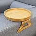 F.T F&T Xchouxer Side Tables Natural Bamboo Sofa Armrest Clip-On Tray, Ideal for Remote/Drinks/Phone (Round) - Image 2
